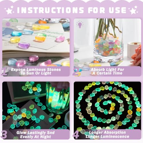 Image of OSOPOLA 350 PCS Glow in The Dark Rocks - White Luminous Stones | Fish Tank Accessories DIY Decor Pebbles for Fairy Garden Yard FD05MX350B