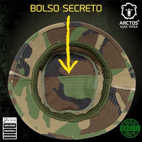 Chapéu Bucket Hat Ripstop Camuflado Proteção UV Para Patrulha Trilha Pesca Masculino E Feminino ARCT