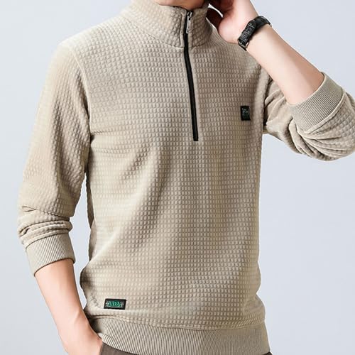 Pull zippé pour hommes en alpaga chaud et doux couleur unie - 3