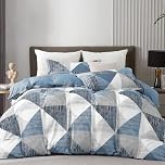 Duvet Cover Set Double Size Geometry Beddding Set with pillowcases for Teens Adults Soft Microfiber Polyester Geometry Bedding, Blue, 200x200cm