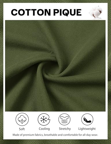 Cotrasen Mens Polo Shirts Short Sleeve Cotton Pique Golf Shirt 3 Button Classic Fit Basic Casual T-Shirts4