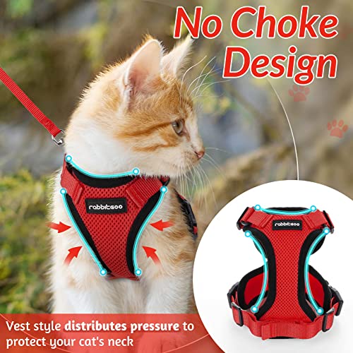 Image of rabbitgoo Cat Harness and Leash Set, Escape Proof Vest, Red