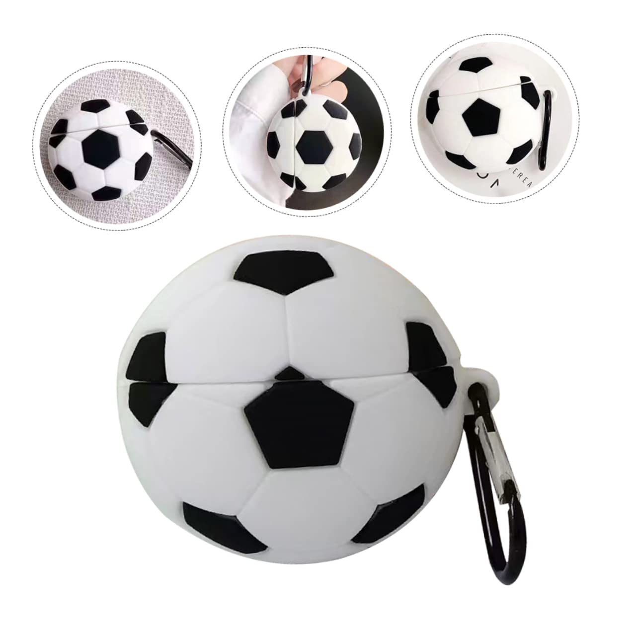 DOITOOL 5piezas Estuche De Protección para Auriculares Inalámbricos Forma De Fútbol Compatible con Portátil Gancho para Facilitar El Transporte