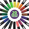 U.S. Art Supply Super Markers 20 Vibrant Dual Tip Fabric Markers - Fine & Chisel Point Pens Fabric Marker Permanent for Clothes, T-Shirts - Permanent Ink Eye-Catching Vibrant & Bold Colors #1
