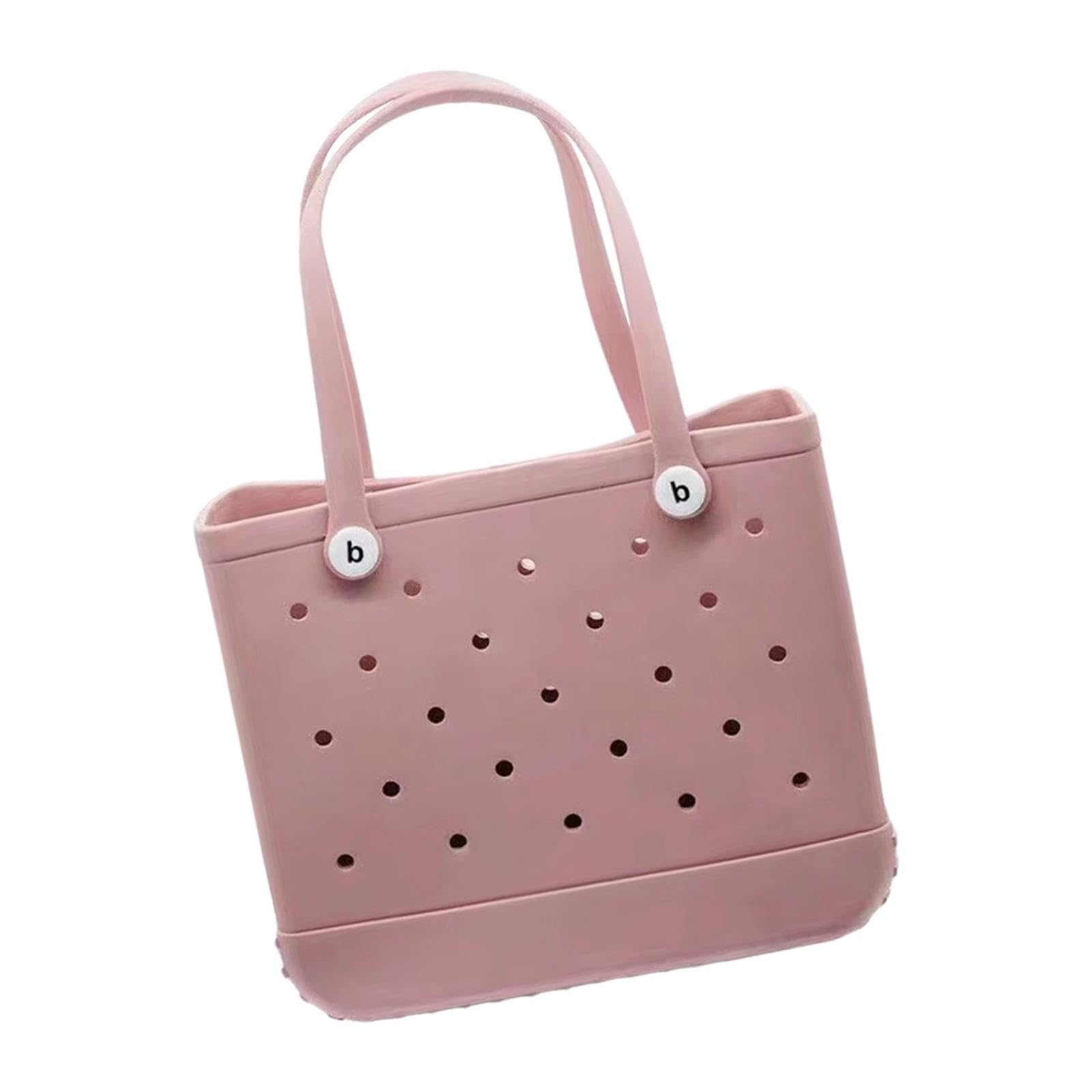 Hole Bag Washable Waterproof EVA Basket with Holes Open Tote Bag for Outdoor Pink-image-14
