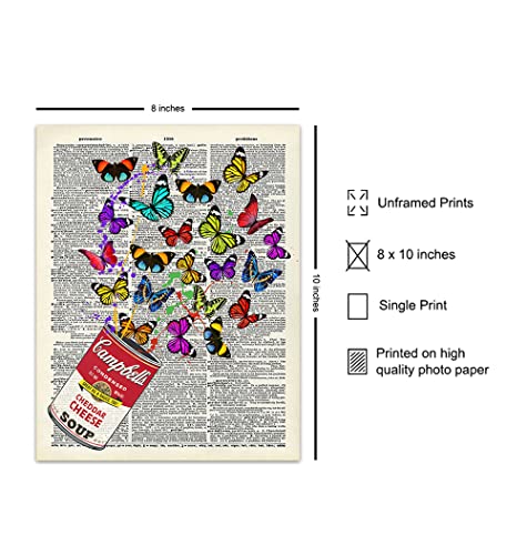 Pop Art & Decor Style - Soup Can Poster, 8X10 - Contemporary Art Modern Art - Graffiti Wall Decor For Home, Apartment - Unique Butterflies, Butterfly Urban Wall Art #TOP1