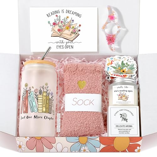 JSENGIFT Book Lovers Gifts, Bookish Book Lover Readers Gifts for Women Basket Set of 6