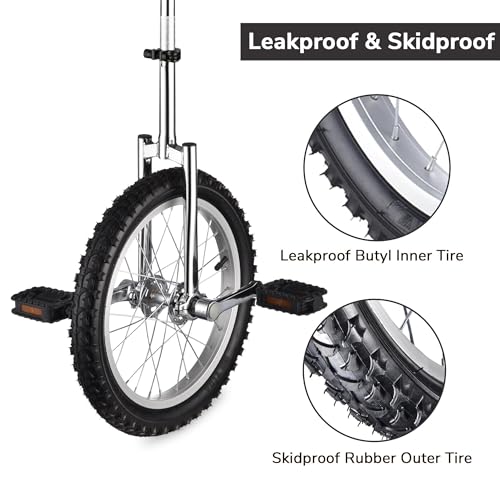 Image of AW 16 /18 /20 /24 Inch Wheel Outdoor Unicycle Adjustable Seat Exercise Bicycle | Fit Adults Kids Outdoor Sports Fitness Exercise, Various colors For Choice