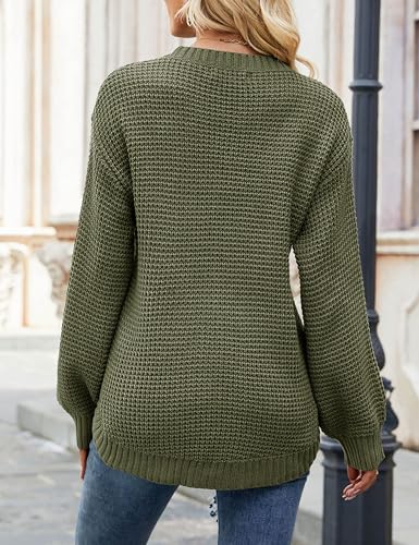 Image of MEROKEETY Women's Fall Long Sleeve Waffle Knit Oversized Sweater