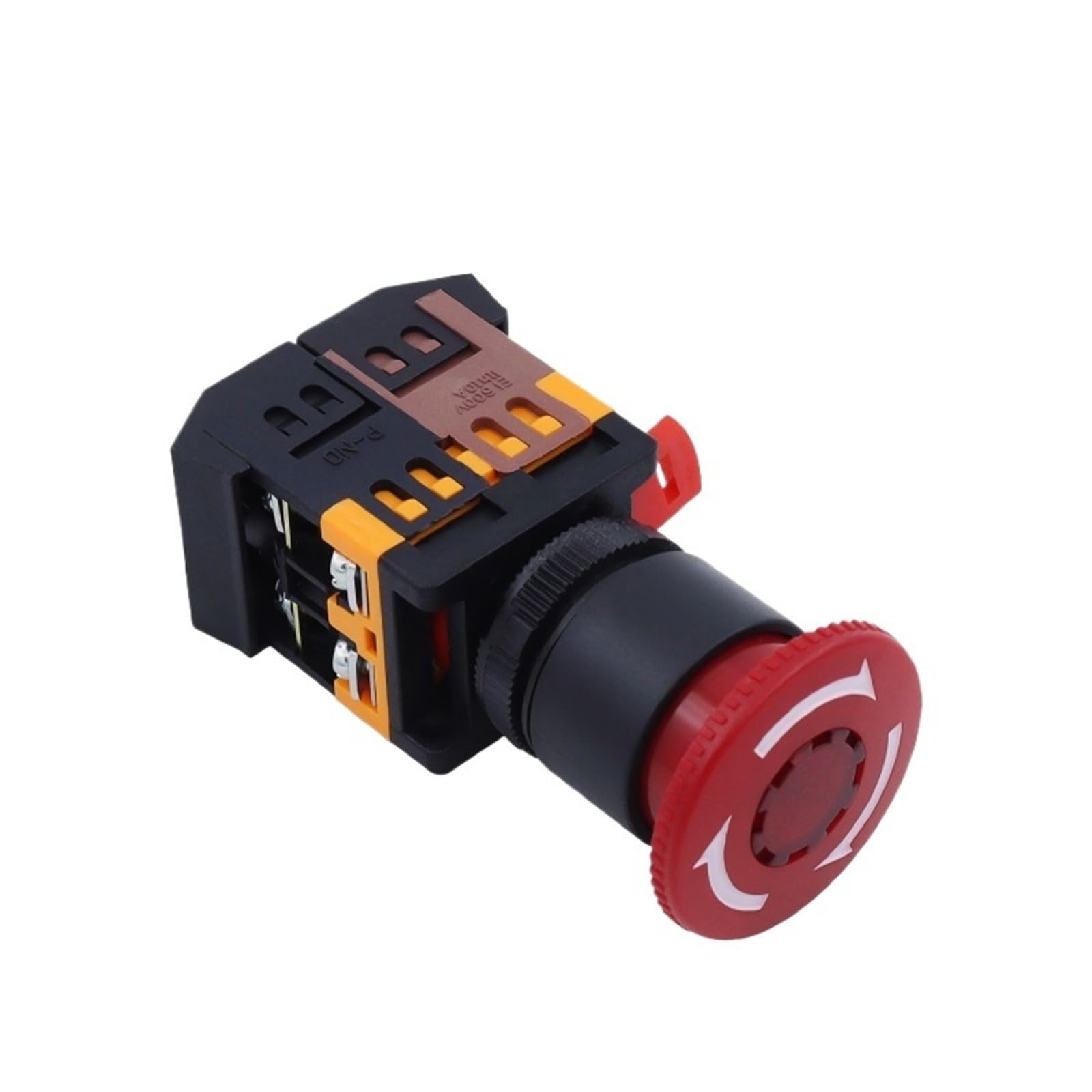 Interruptor de botón de cabeza de hongo ANE-22 con luz LED, botón de parada de emergencia (orificio de montaje de 22-25 mm), CA 220 V, 3 unidades