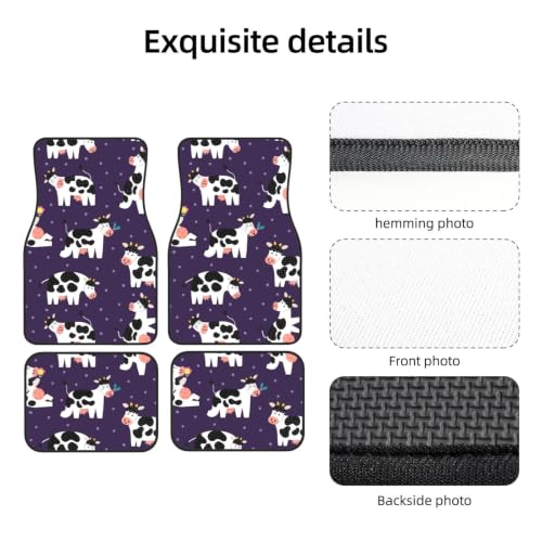 Alfombrillas de coche antideslizantes de neopreno con diseño de vacas graciosas juego de 4 3