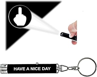 Vinylcation Funny Middle Finger Keychain LED Light - Projects Middle Finger Image - Novelty Gag Gift for Adults, Funny Prank Gift, White Elephant & Coworker Gift