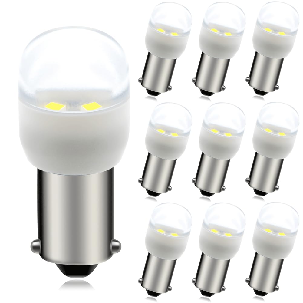 SOFOC Arcade Pinball Gaming Machine Light Bulb BA9S LED 6V AC/DC White Bayonet Base Instrument Panel Indicator Light 10Pcs