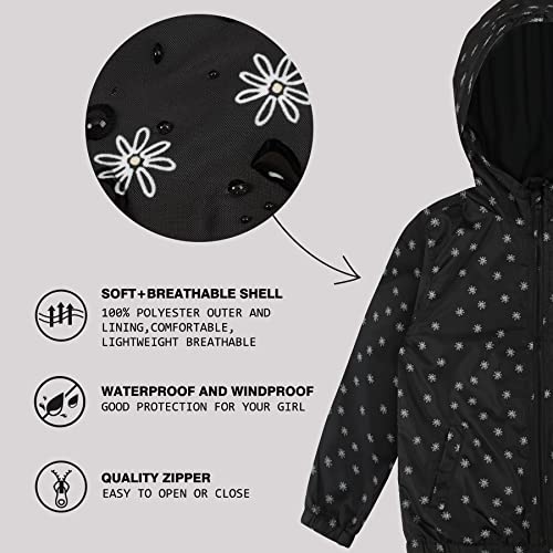 Image of SUNDAY ROSE Boys Girls Rain Jackets Lightweight Waterproof Hooded Printed Raincoats Windbreakers for Kids