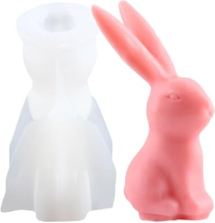 XIAOSHUI Long Ears Bunny Candle Mold Rabbit Candle Silicone Molds Bunny Resin Casting Mold for Candle Making Mold Candle Home Decorate Mold Aromatherapy Candles Gypsum Clay Craft
