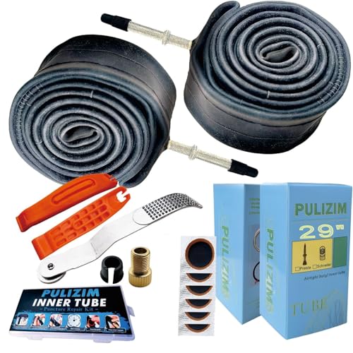 PULIZIM 29 Inch Bike Tire Tube Presta 29X1.75-29X2.5 Inner tueb 29 Mountain Bike Tubes 47-622 to 62-622 MTB -F/V 48mm, Large, Black