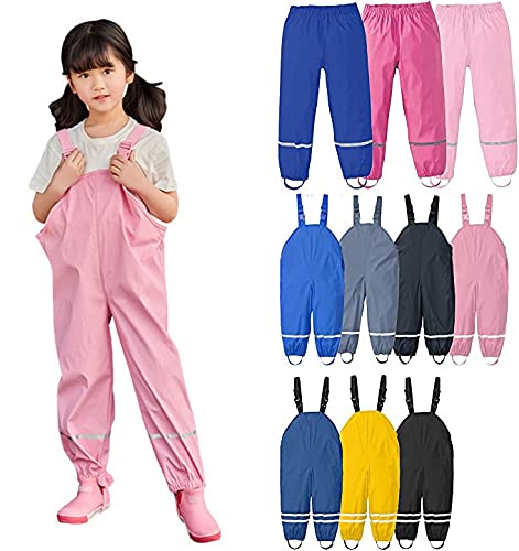 Kids Waterproo𝐟𝐁𝐢𝐛 Rain Suspender Lightweight Windproof Outdoor Rain Pants for Boys Girls Mud Pants Jumpsuit