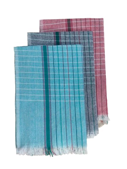 AYUS Cotton Bath Towel 480 GSM (Set of 3, Lavender, Red, Sky, Blue 75 cm X 150 cm)