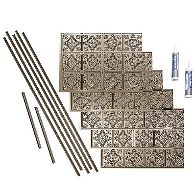 FASÄDE Traditional Style/Pattern 1 Decorative Vinyl Backsplash 15 sq ft Kit in Argent Bronze