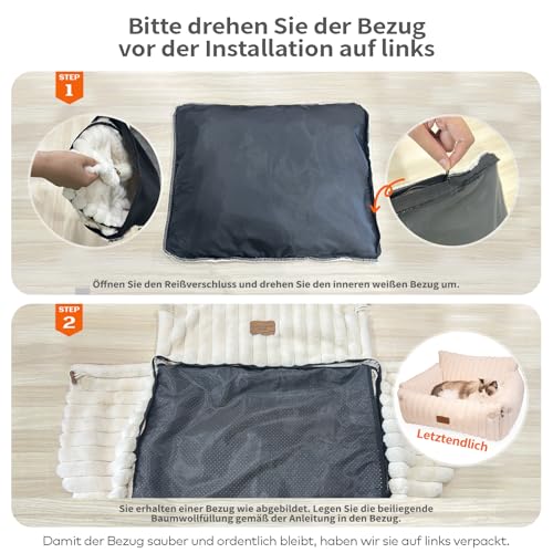 CheerPals Extended Katze Sofa – 63 L × 55–66 B cm Weiches, Flauschiges Großes Katzenbett, Hundesofa für Katzen und Kleine Hunde mit Waschbarem, Abnehmbarem Bezug und Rutschfester Unterseite