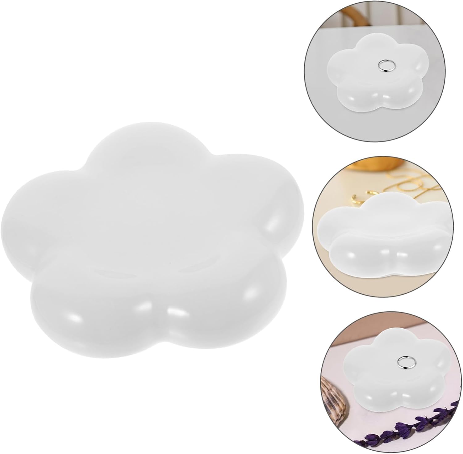 Ceramic Flower Jewelry Tray White Ring Holder Dish Xmas image 5