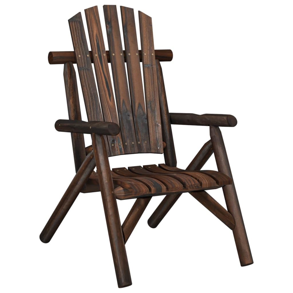 vidaXL Outdoor Adirondack-Style Patio Chair with Burned-Look Finish - Durable Solid Spruce Wood - 26.8x33.9x40.6 inches