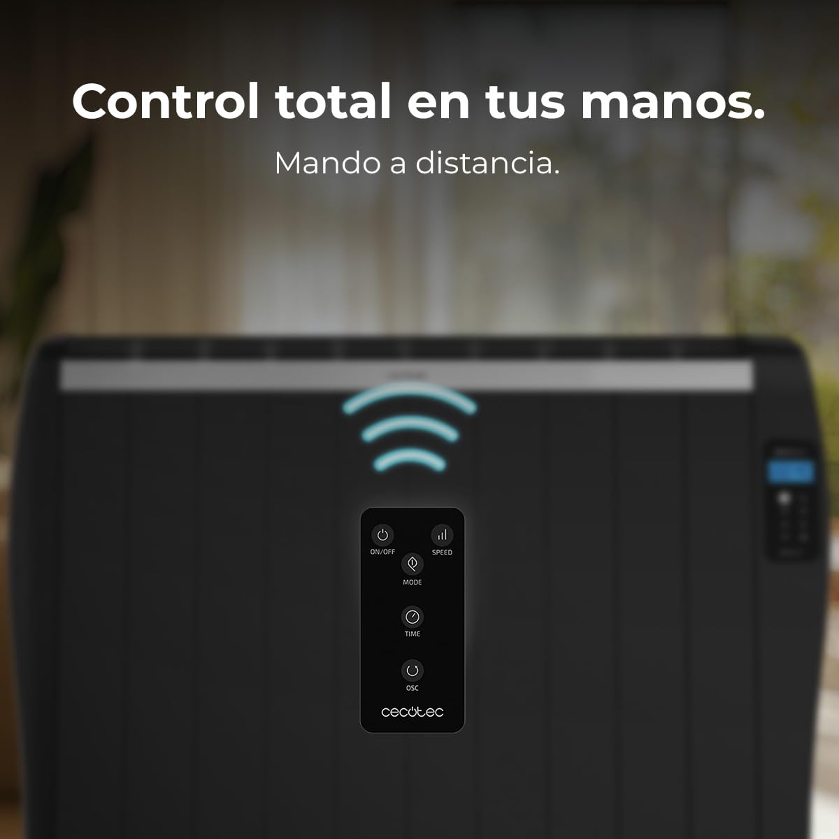 Cecotec Radiatore Emittente Termico 10 Elementi con Telecomando ReadyWarm 2100 Thermal Black. 1500W, Display LCD, Timer Programmabile, Selezione Temperatura, Massima Sicurezza, Copertura 20m²