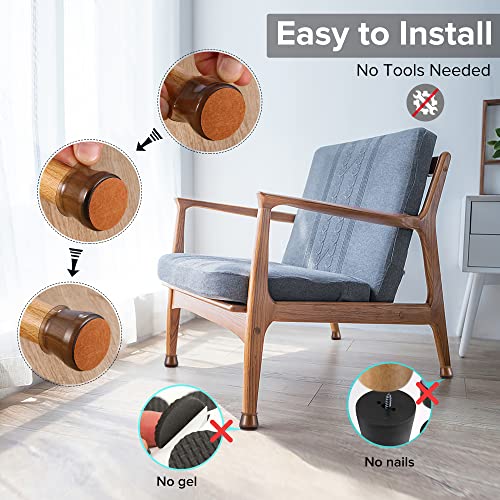 Image of 24PCS Upgraded Silicone Chair Leg Floor Protectors for Hardwood Floors, Ruby Sliders for Chair Legs, Felt Bottom Furniture Leg Pads, Non-Slip Round&Square Caps Cover to Scratch and Reduce Noise