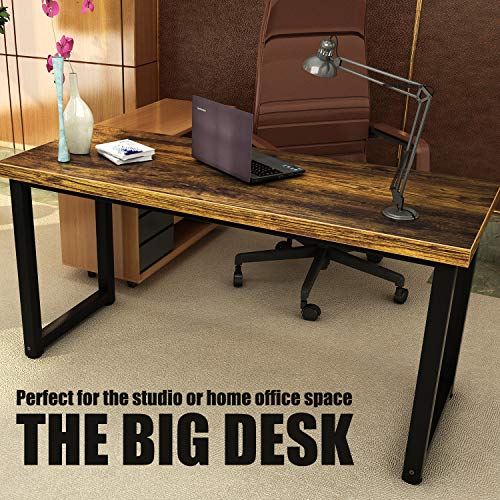 Topsky 59" Big Large Computer Office Desk 1.88" Thickness Desktop (Rustic Brown) #TOP6