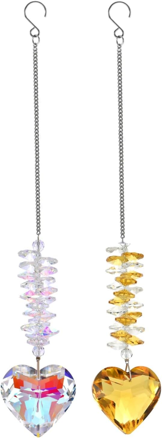 45mm Heart Shaped Hanging Crystal Suncatcher for Window Decorations with Hanging Chain, Glass Prism Sun Catcher Dream Catcher for Decor Men Women Gift (Set of 5 (All 5 are of Clear Heart))