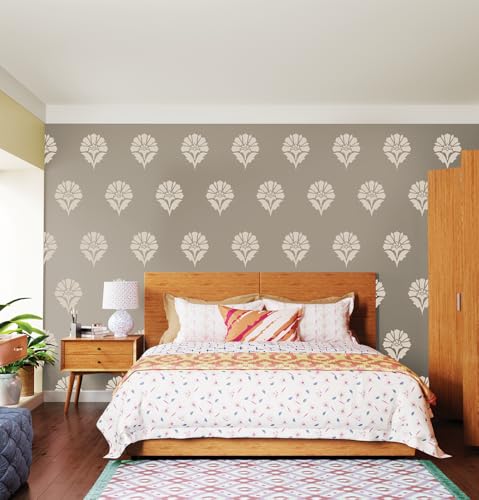 Asian Paints Royale Play Decor Stencil for Wall Painting | Royal Flower Design | Reusable Stencil Painting for Home Decoration