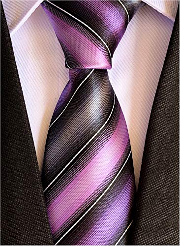 Image of Elfeves Men's Modern Striped Patterned Formal Ties College Daily Woven Neckties