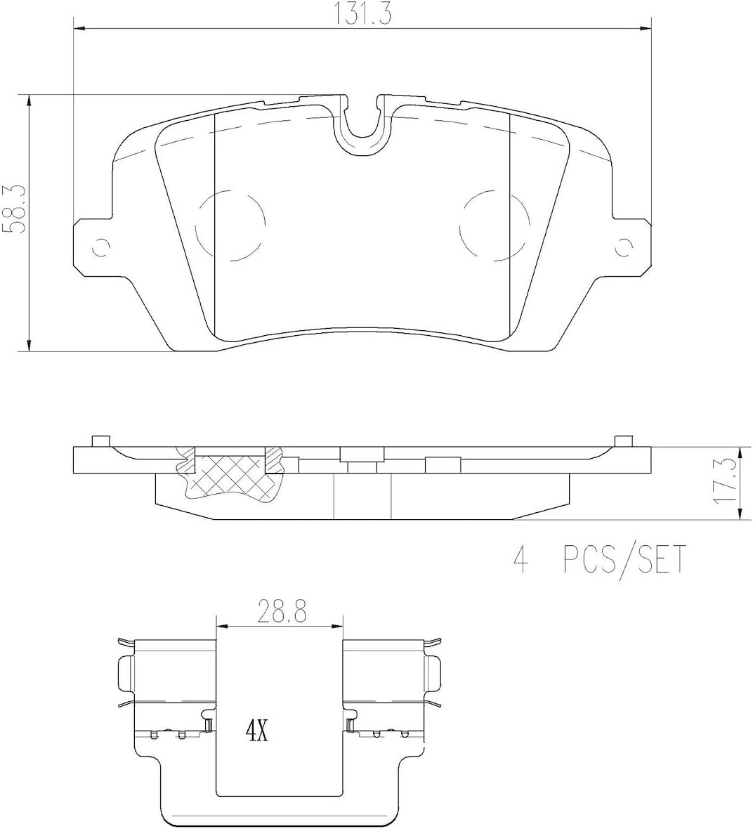 Brembo P44021N Premium Ceramic Rear Disc Brake Pad Set LAND ROVER OE# LR079910