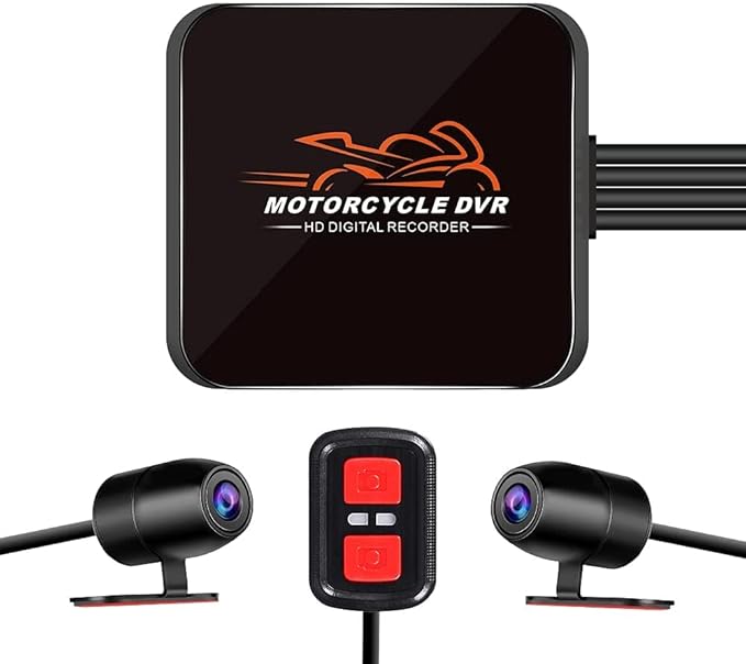VSYSTO Doppio Canale Moto Video Driving Recorder Dash Cam Anteriore e Posteriore 1080P Moto Fotocamera 130 gradi, con WiFi, Visione Notturna