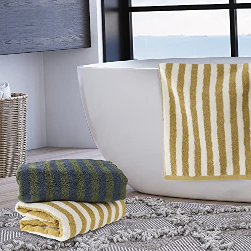 Idorespell Luxury Yellow White Striped Bath Towel Sets For Bathroom, 1 Bath Towels 2 Hand Towels Washcloths 100% Cotton Ultra Soft Highly Absorbent Travel Towel For Women Kids Face Body #TOP5