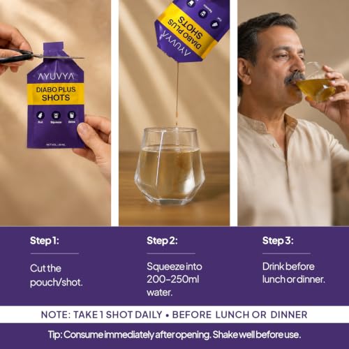 Image of Ayuvya Diabo Plus Shots | Diabetes Care | Diabetes Supplements | Ayurvedic Medicine for Diabetes | Karela Jamun Neem Juice for Diabetes
