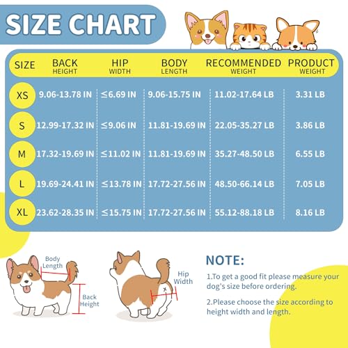 EMUST Cadeira de Rodas Ajustável para Cães, Rodas Resistentes para Pernas Traseiras de Cães, Cadeira