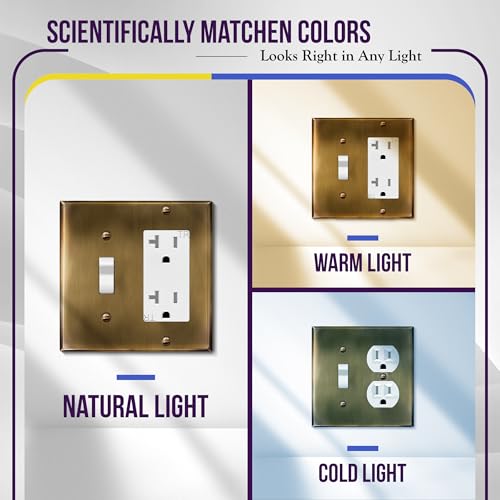 ENERLITES Combination Toggle Switch & Decorator Receptacle Metal Wall Plate, Stainless Steel Outlet Cover - Image 2