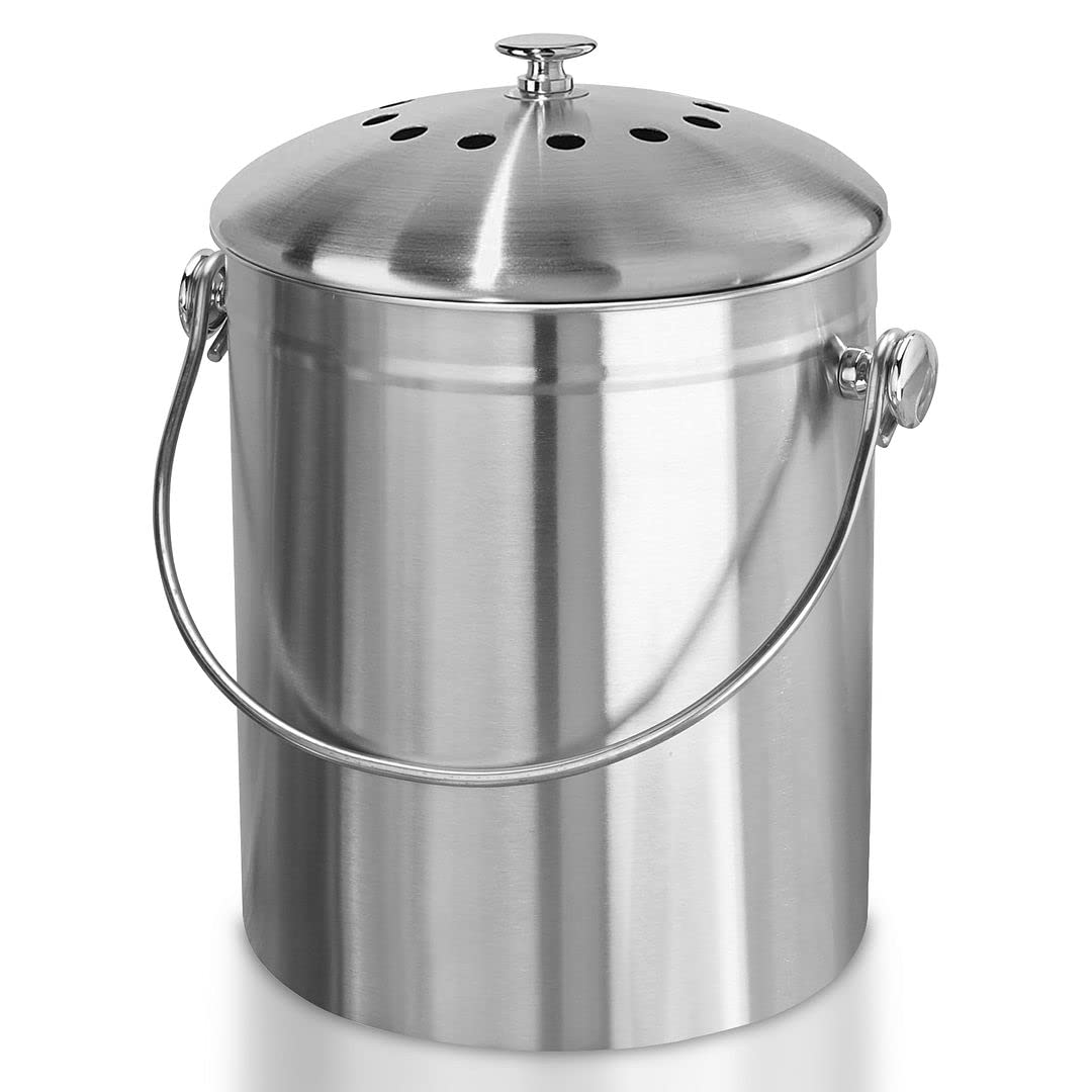 Buy Chef's Star Stainless Steel Kitchen Compost Bin for Counter Top or