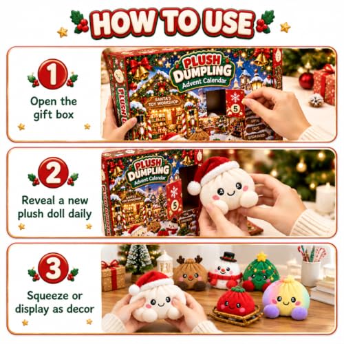 Christmas Plush Dumpling Advent Calendar 2026, 24 Days Countdown Calendar, Festive Holiday Gift Adults - image 6