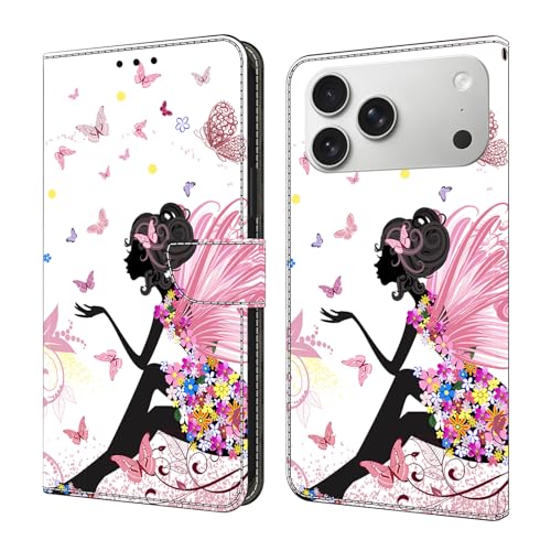 Étui iPhone 16 Pro en cuir premium au design soigné Dreamy Girl flip