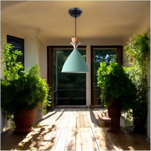 Image of Modern Aqua Blue Dome Hanging Pendant Light for Ceiling, Aluminium, Antique Decor, E-27 Holder, (Bulb is not Included) Pack of 2