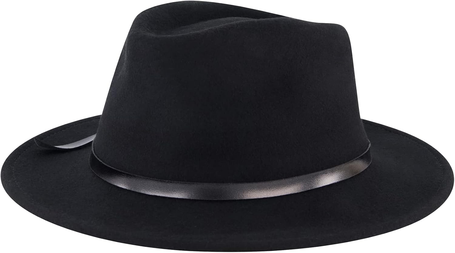 Concept One Women's Christian Siriano New York Fedora Hat, Wool Felt Wide Brim Rancher Fashion Hat with Metallic Faux Leather Wrap