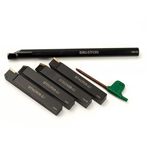 Miniatura 3 de OSCARBIDE Juego de 5 herramientas de torneado de torno indexable y barra de mandrinado (4 portaherramientas de torno de carburo y 1 barra de