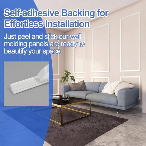 Ensemble de moulures auto-adhésives sans perçage pour habillage mural de chambre - 8