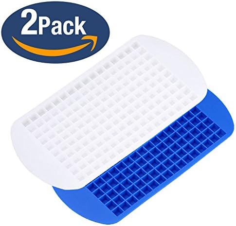 Mini 160 Ice Cubes Soft Silicone Tray Mould Tool Food Safe Ice Maker Easy Pop Out Non Stick Ice Cube Tray for Party BBQ Cool Summer (Pack of 2)