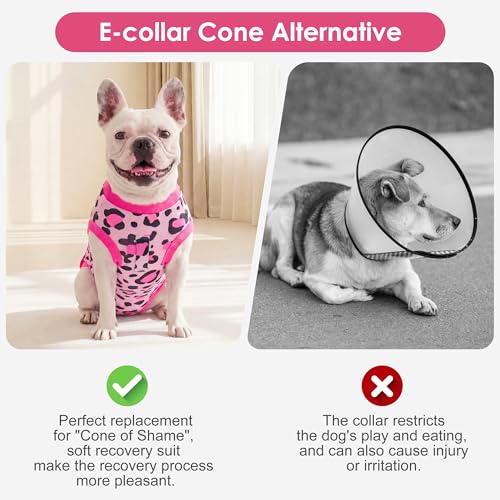 Image of cyeollo Dog Recovery Suit Female, Breathable Surgery Suit for Dogs Female After Spayed, Soft Surgical Body Suit Dog Onesie, E-Collar & Cone Alternative, Anti-Licking Wound Surgery Clothes, Leopard S