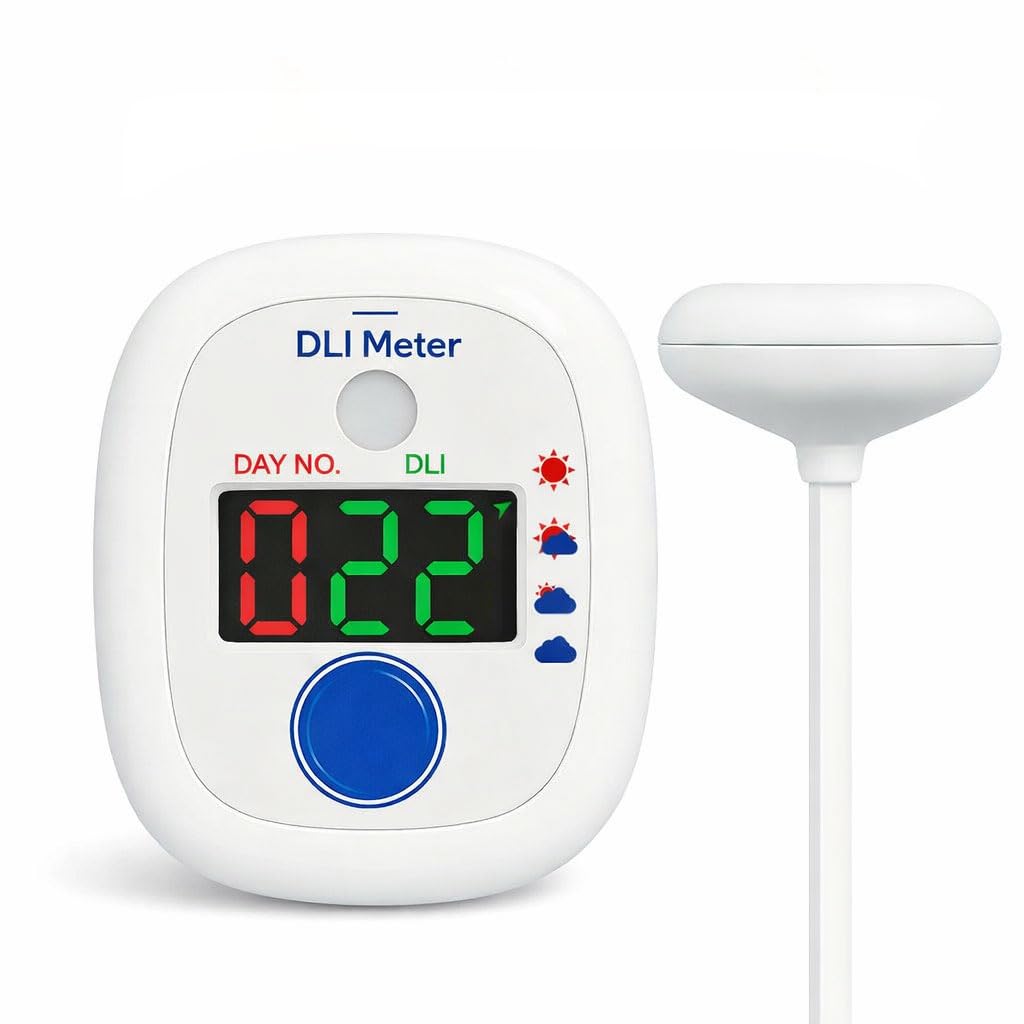 ZMQ20 DLI Light Meter – 24-Hour Automatic Daily Light Integral Meter, Sunlight Classifier for Plants, Stores 9 Days Data, Outdoor Weather-Resistant Garden Light Monitor