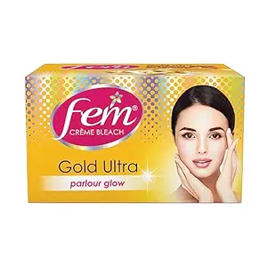 Fem Fairness (Gold Ultra) Crme Bleach - 30g | Advanced Parlour Like Glow System | Removes Tan, Brightens Skin & Gives Radiant Complexion | For All Skin Types | No Added Ammonia