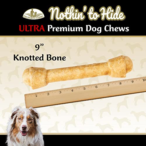 Nothing To Hide Natural Rawhide Alternative 9'' Knotted Bone For Dogs - Premium Easily Digestible Dog Chews - Dog Bones For Aggressive Chewers - Great For Dental Health By Fieldcrest Farms (2 Count) #TOP2